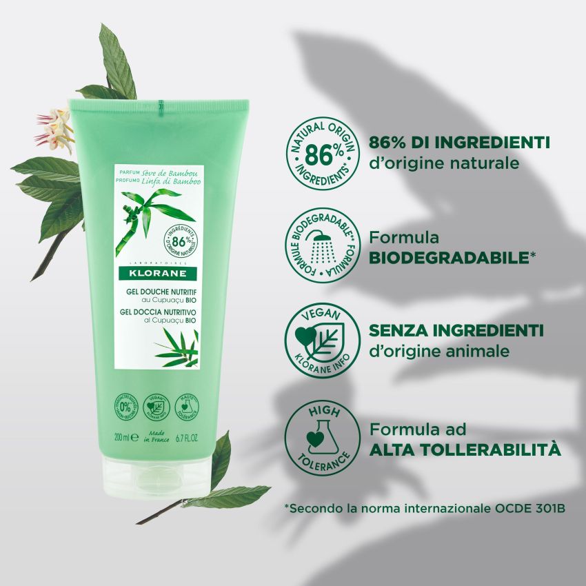 Klorane Gel Doccia con Linfa di Bamboo, 200ml