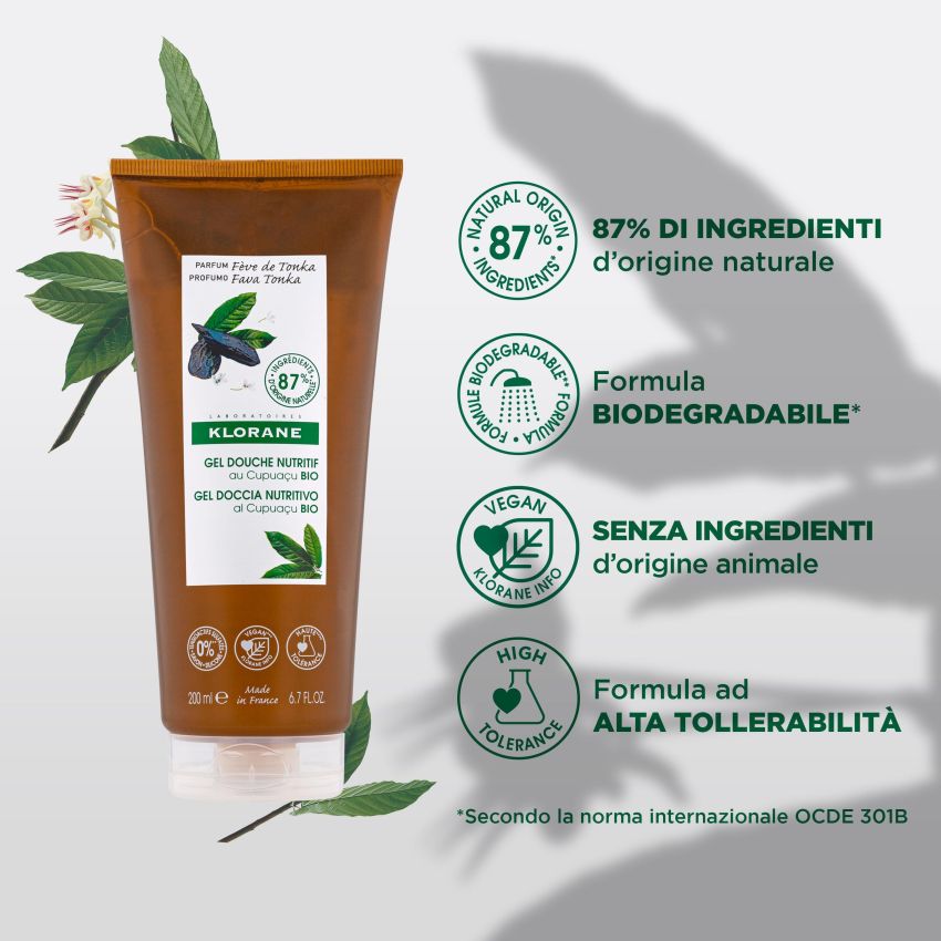 Gel Doccia Klorane con Estratto di Fava di Tonka - 200ml