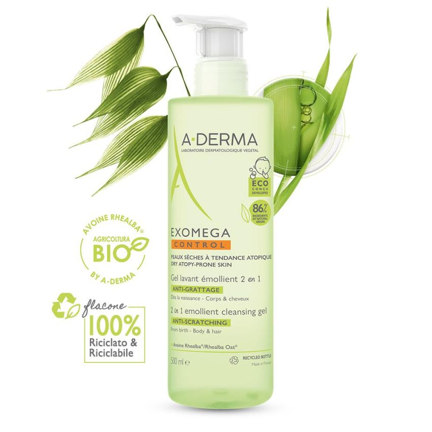 A-Derma Exomega Control 2-in-1 Emollient Cleansing Gel - 500ml