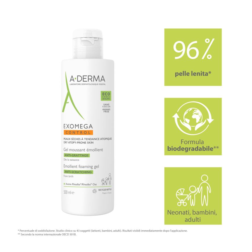 A-Derma Exomega Control - Gel Detergente Emolliente, 200ml