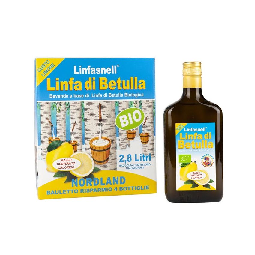 Linfasnell Succo di Betulla al Limone, Confezione da 4 Bottiglie da 700ml