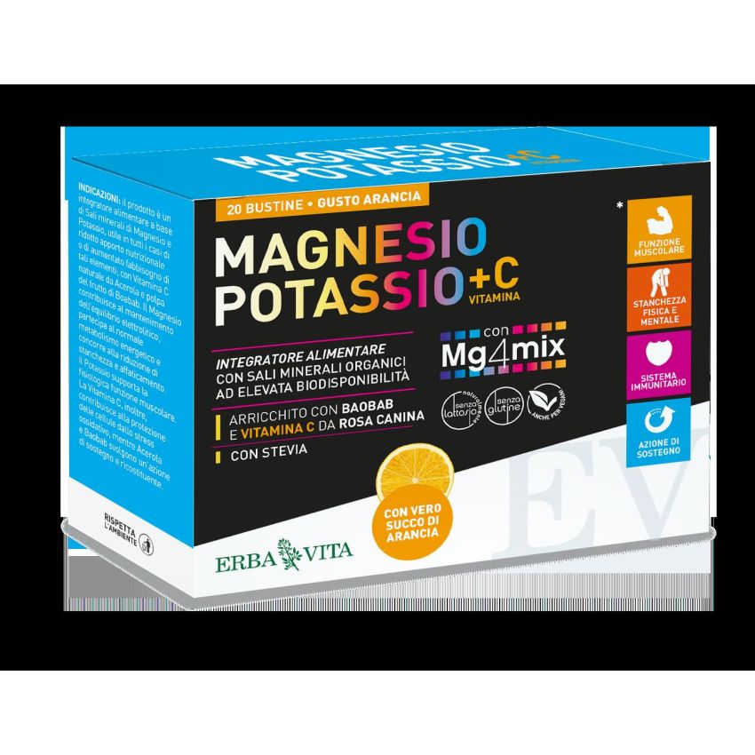 Erba Vita - Integratore di Magnesio, Potassio e Vitamina C - 20 Bustine