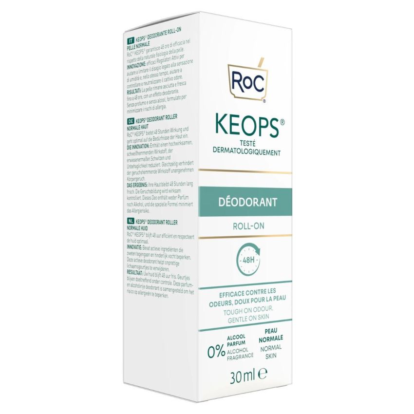 Roc Keops Deodorante Roll-On per Pelle Normale, 30ml