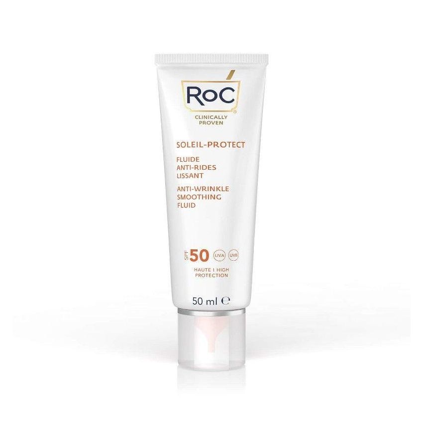 Roc Levigante Fluido Solare Anti-Rughe per Viso con SPF50+, 50ml