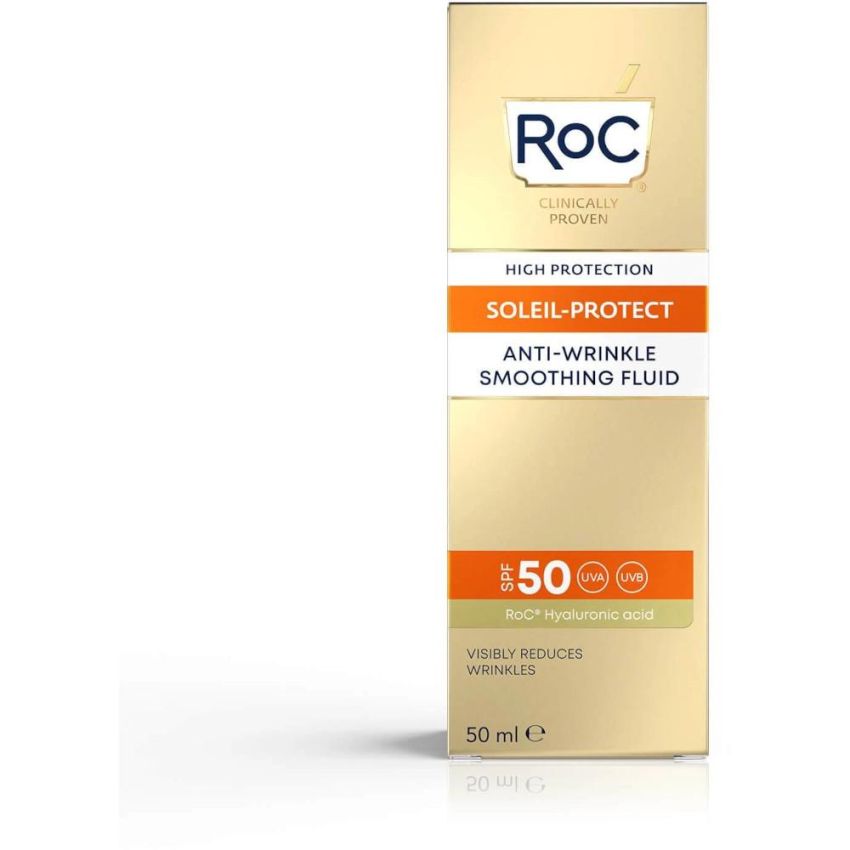 Roc Levigante Fluido Solare Anti-Rughe per Viso con SPF50+, 50ml