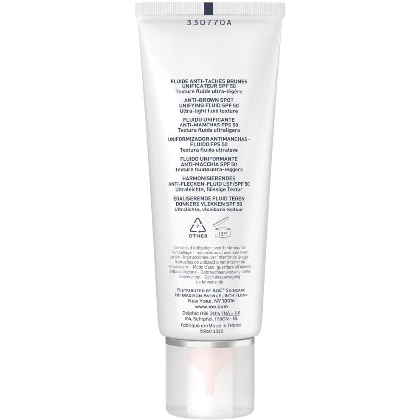 Roc Crema Solare Viso Anti-Macchie SPF50+ Uniformante, 50ml