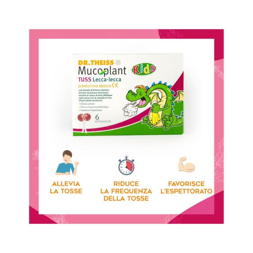 Dr Theiss Mucoplant - Lecca Lecca Antitosse per Bambini, 6 Pezzi