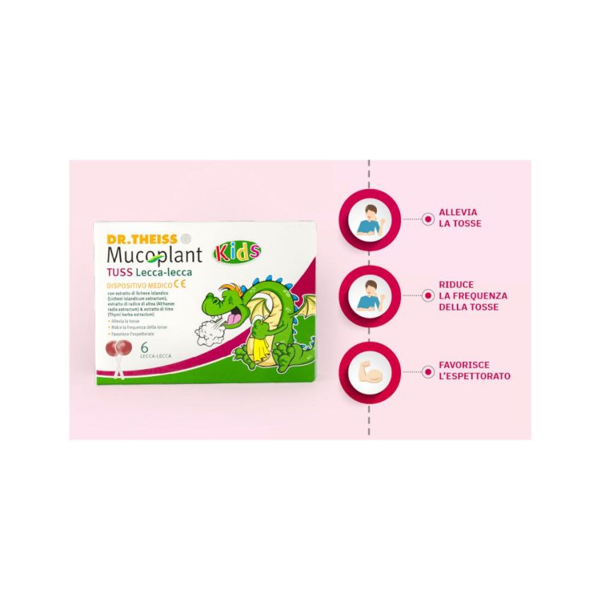 Dr Theiss Mucoplant - Lecca Lecca Antitosse per Bambini, 6 Pezzi