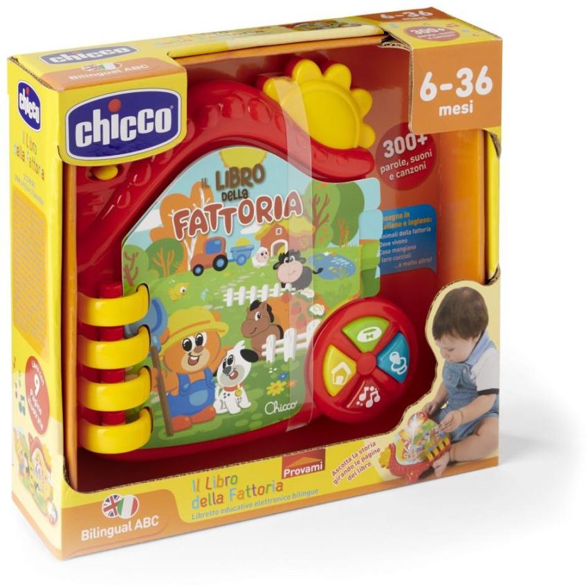 Chicco ABC Talking Book Game: Bilingual Italian/English Interactive Farm Adventure for 6+ Months Babies