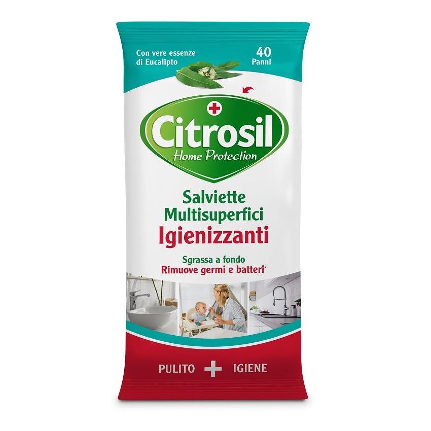 Citrosil Eucalipto Salviette Igienizzanti Multisuperfici - Pacco da 40 Pezzi