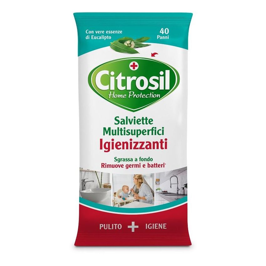 Citrosil Eucalipto Salviette Igienizzanti Multisuperfici - Pacco da 40 Pezzi