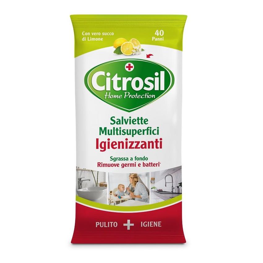 Citrosil Salviette Igienizzanti al Profumo di Limone - Pacco da 40 Pezzi