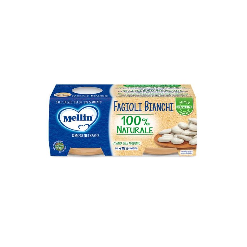 Mellin Omogeneizzato di Fagioli Bianchi - Confezione da 2x80g