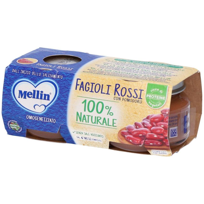 Mellin Omogeneizzato di Fagioli Rossi, Confezione da 2 x 80g