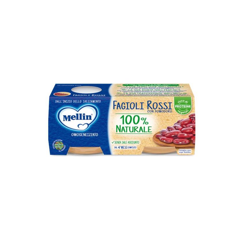 Mellin Omogeneizzato di Fagioli Rossi, Confezione da 2 x 80g