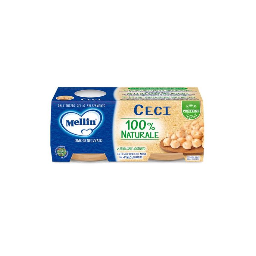 Omogeneizzato di Ceci Mellin, 2x80g, Adatto per Bimbi dai 4 Mesi in Su