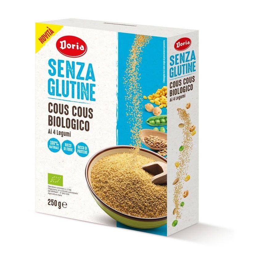 Doria Cous Cous Biologico con 4 Legumi, Senza Glutine, 250g