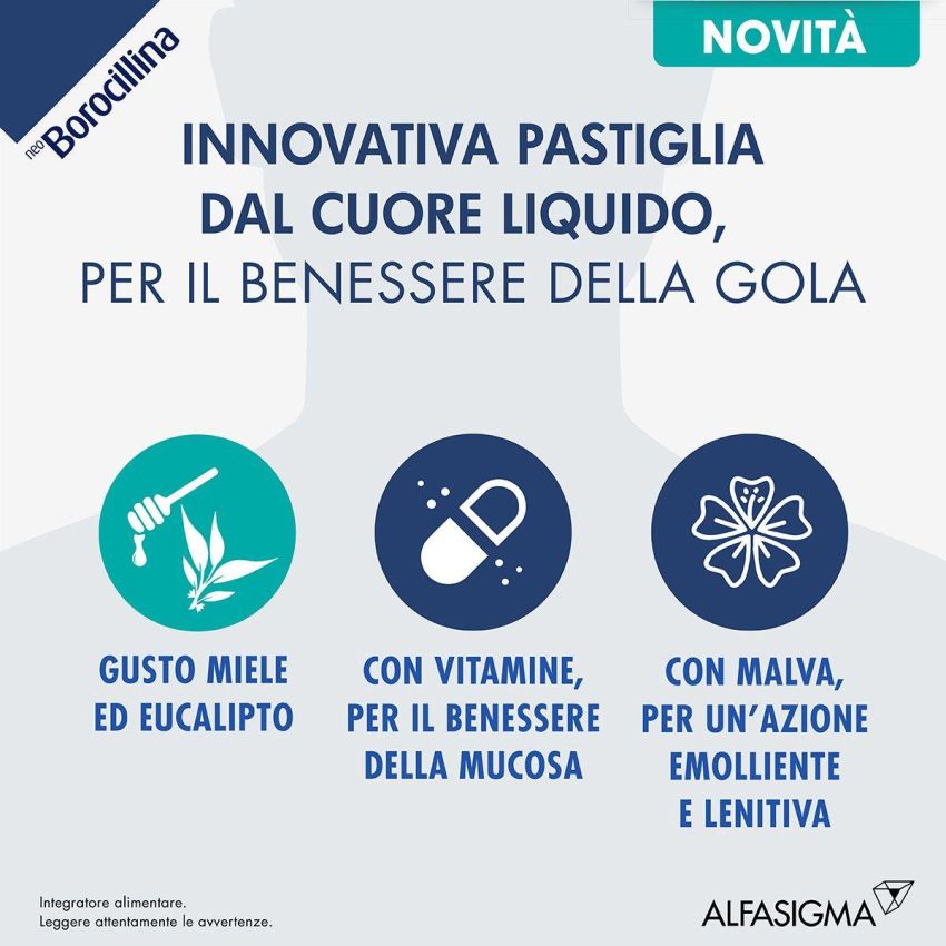Neoborocillina Propolmiele - Pastiglie con Miele ed Eucalipto, 16 Pezzi