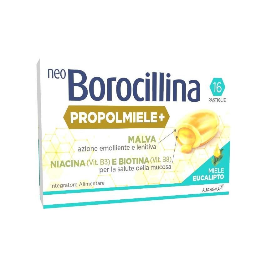 Neoborocillina Propolmiele - Pastiglie con Miele ed Eucalipto, 16 Pezzi