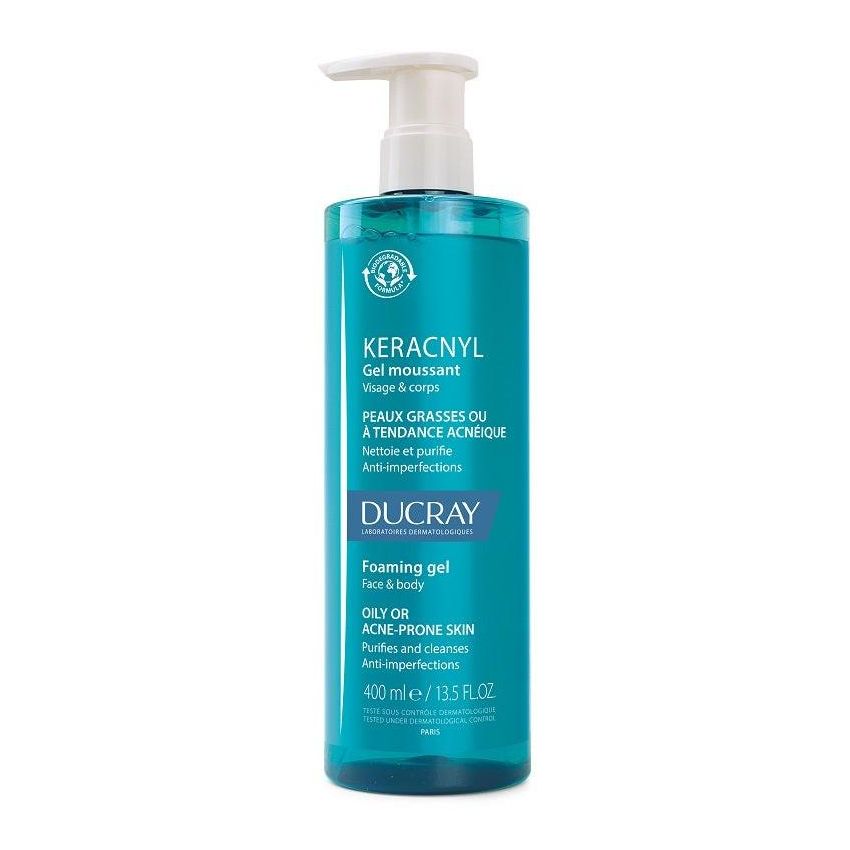 Ducray Keracnyl Gel Detergente per la Pelle Grassa, 400ml