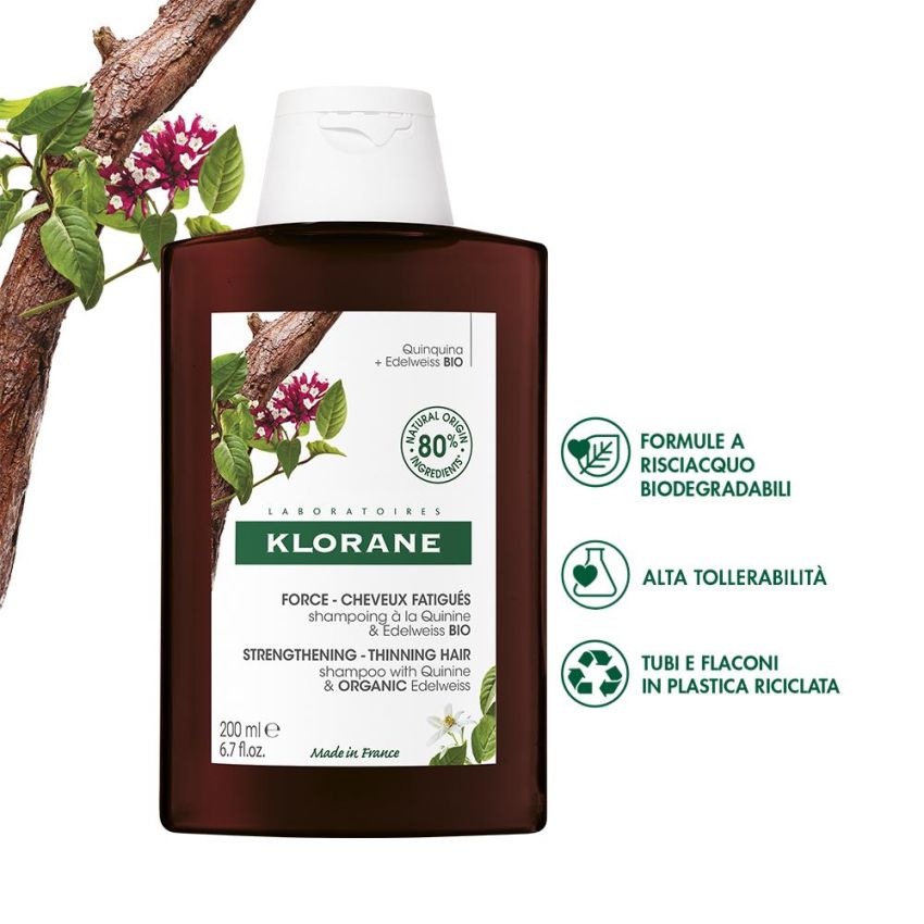 Klorane Bio Shampoo alla Chinina e Stella Alpina 200ml