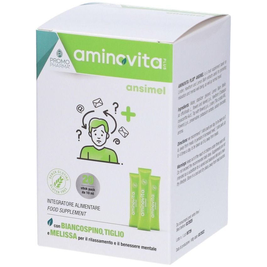 Ansimel Aminovita Plus - Pacchetto di 20 Stick Vitamine ed Aminoacidi