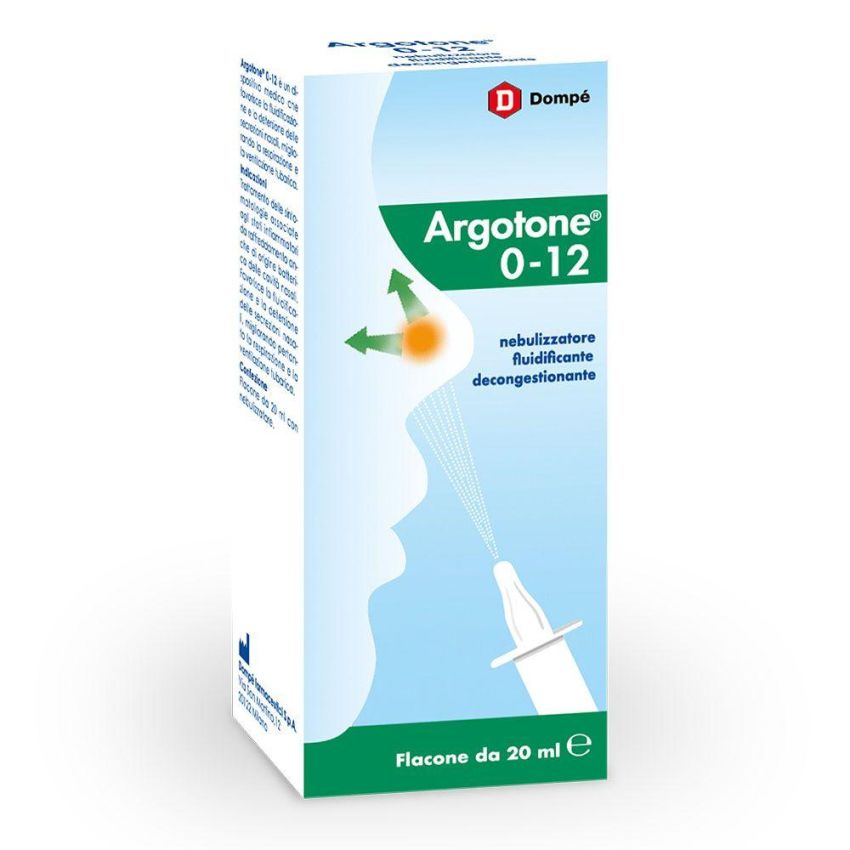 Argotone Nebulizzatore Spray Nasale Fluidificante e Decongestionante 0-12 Anni, 20ml