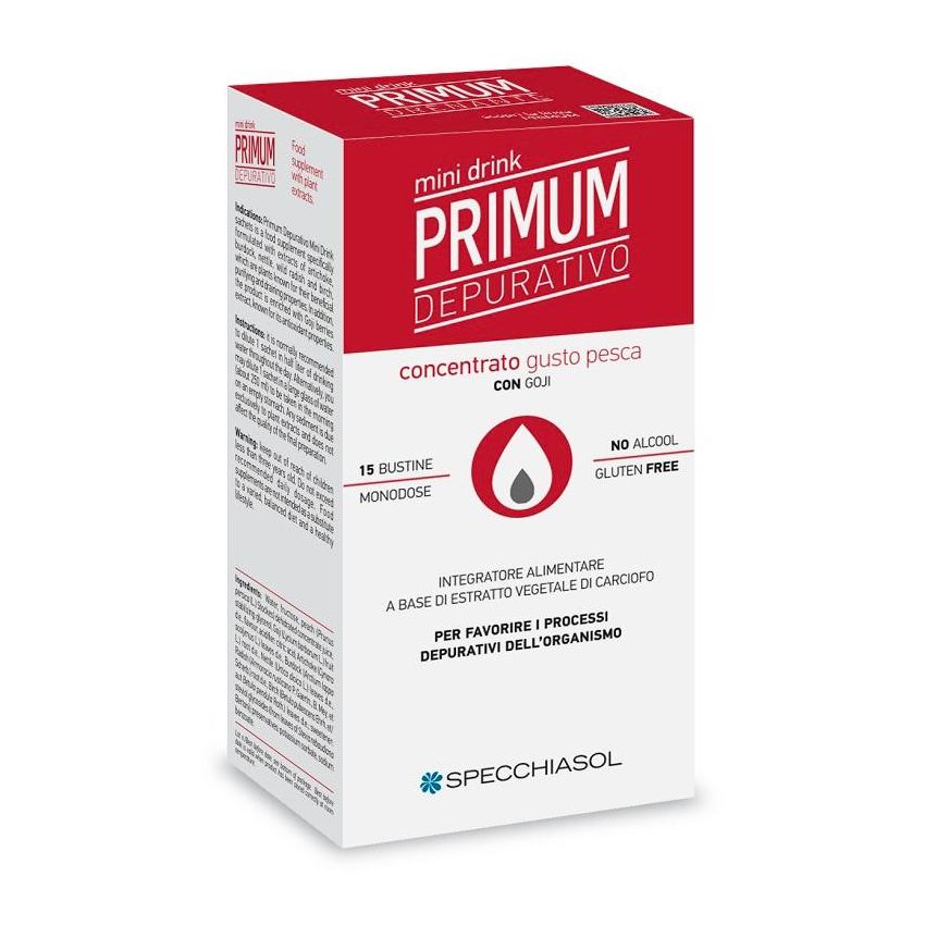 Specchiasol Primum Depurativo - Minidrink Sapore Pesca - 15 Stick da 10ml