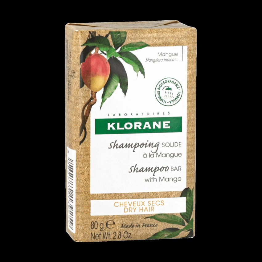 Klorane Shampoo Solido per Capelli Secchi al Mango, 80g