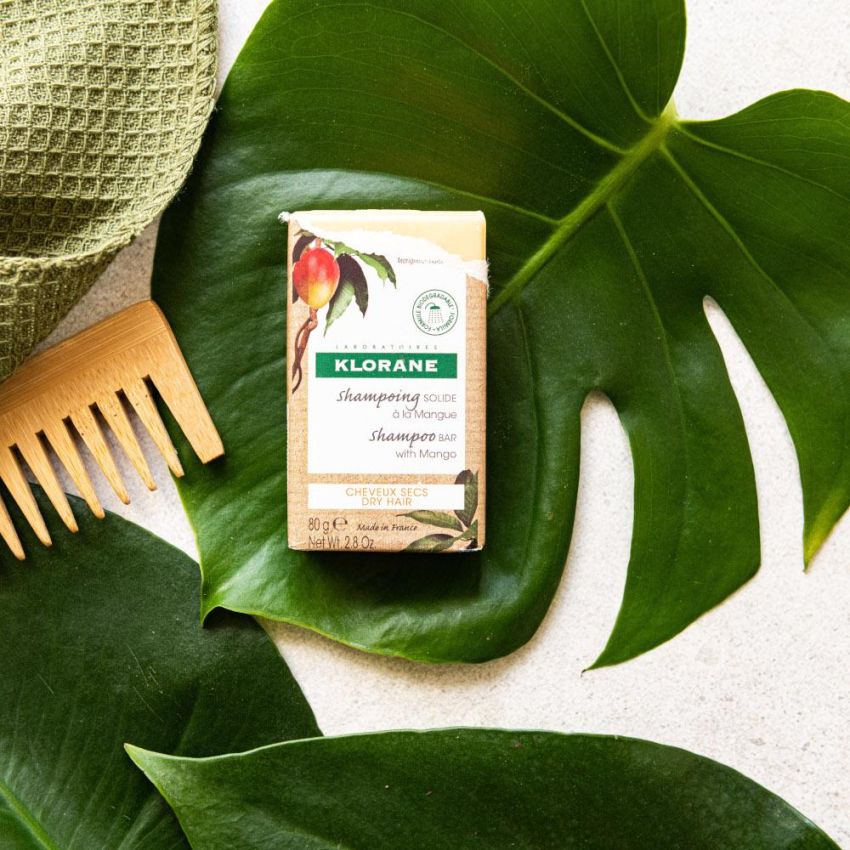 Klorane Shampoo Solido per Capelli Secchi al Mango, 80g