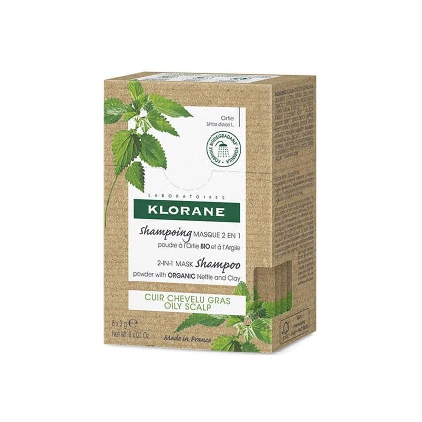 Klorane 2-In-1 Maschera Lavante e Shampoo con Polvere di Ortica e Argilla Bio
