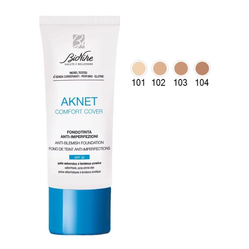 Bionike Aknet Comfort 30ml - Fondotinta Anti-Imperfezioni 104 Biscuit