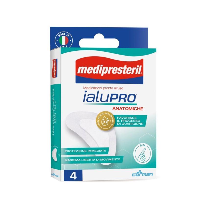 Medipresteril Ialupro Bandage Anatomico per Dita - 3,8x7cm, Pacco da 4 Pezzi