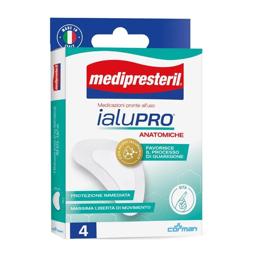 Medipresteril Ialupro Bandage Anatomico per Dita - 3,8x7cm, Pacco da 4 Pezzi