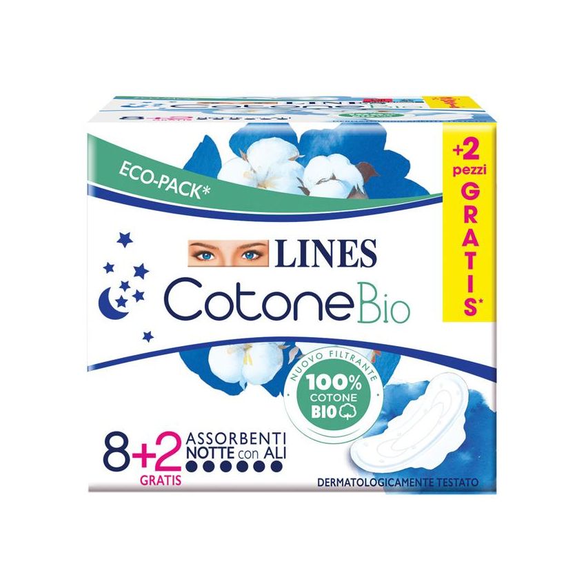 Lines Ultra NTT Bio-Cotone Assorbenti, Pacco da 10