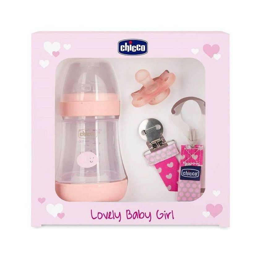 Set Regalo Chicco per Neonate: Biberon, Ciuccio e Clip