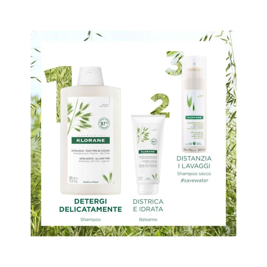 Shampoo Klorane Ultra-Delicato con Latte d'Avena 400ml