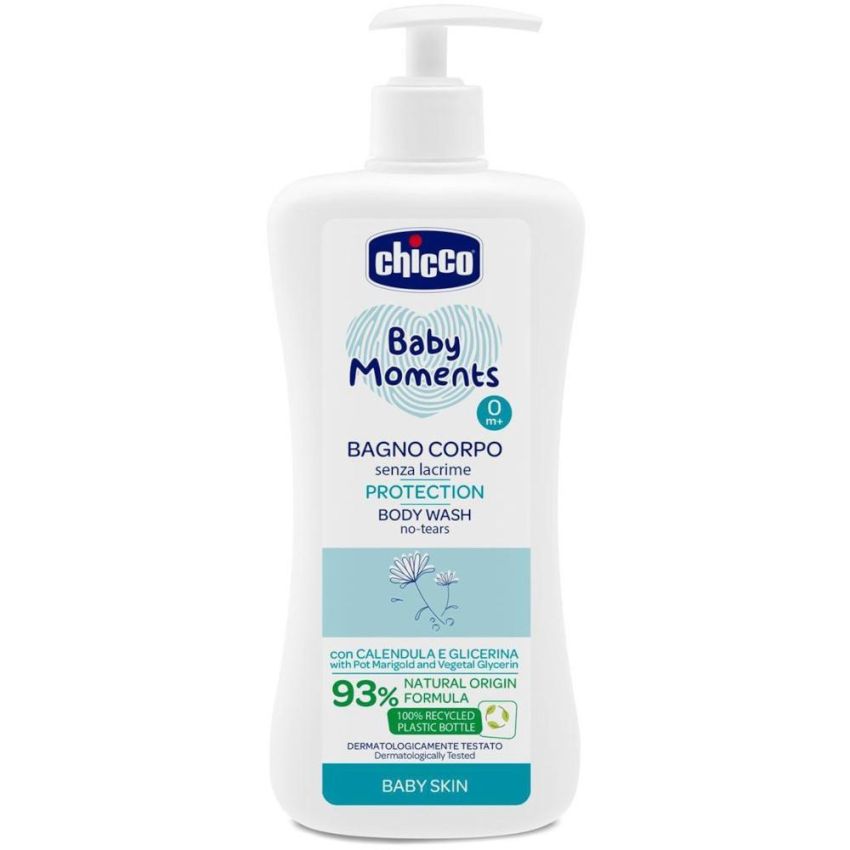 Chicco Baby Moments - Detergente Corpo Delicato 500ml per Neonati, Formula Senza Lacrime, 0 Mesi+