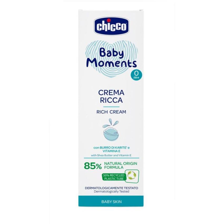 Chicco Baby Moments - Crema Delicata Extra Ricca 100ml per Neonati da 0 Mesi+