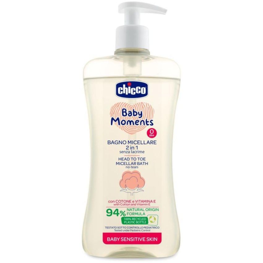Chicco Baby Moments 500ml - Detergente Micellare per Corpo e Capelli, Ideale da 0 Mesi+