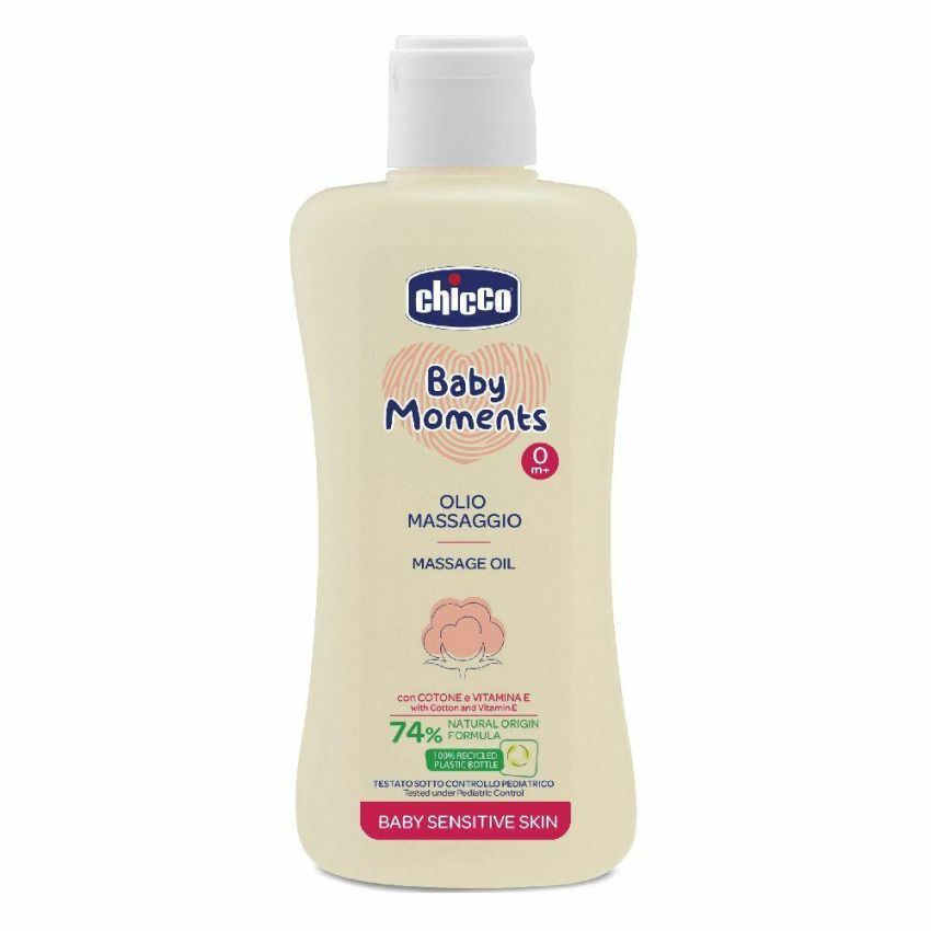 Chicco Baby Moments - Olio per Massaggio Sensibile 200ml per Neonati da 0 Mesi in su