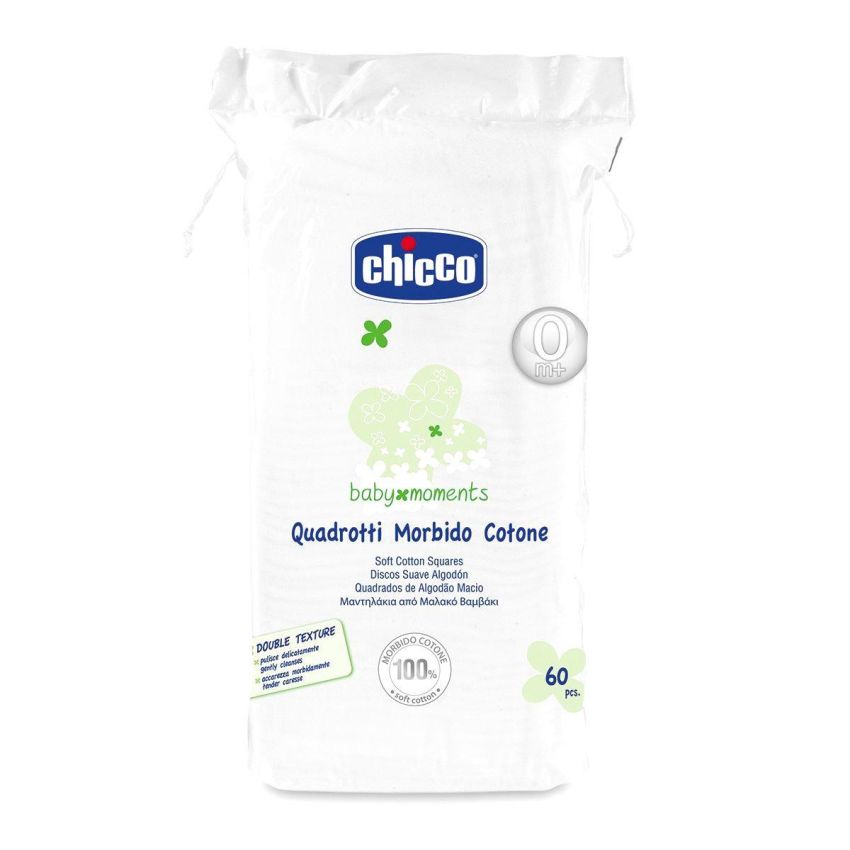 Chicco Baby Moments: 60 Pezzi di Quadrotti in Cotone Morbido