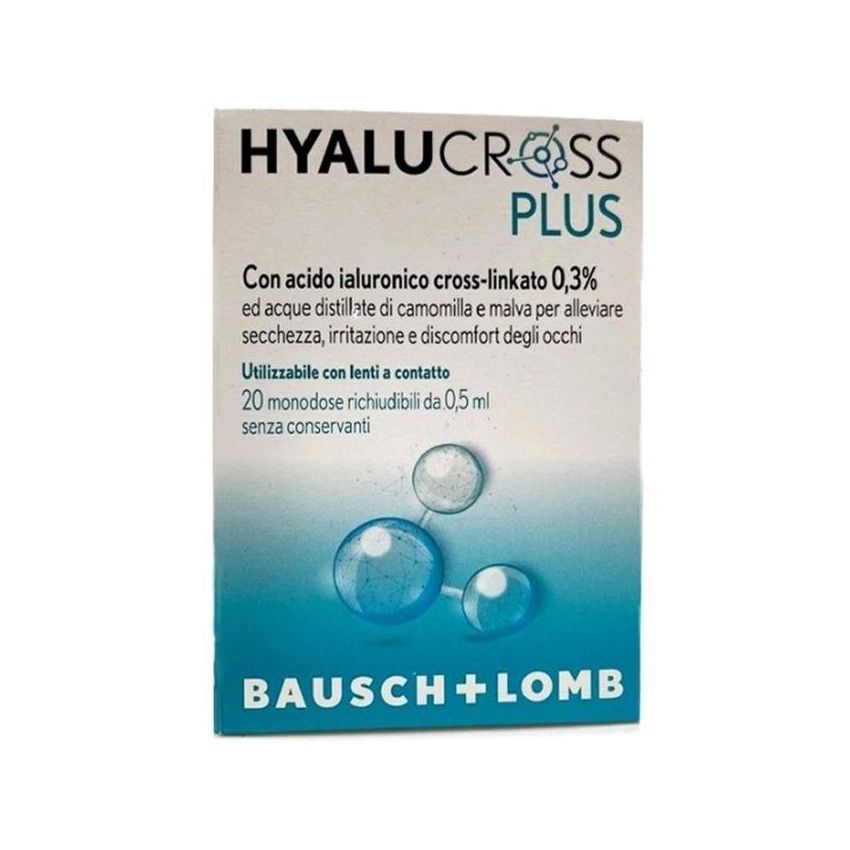 Hyalucross Plus - Gocce Oculari Monodose, 20 Flaconcini
