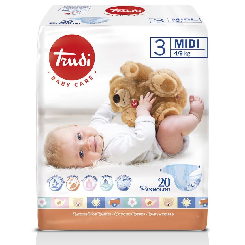 Trudi Baby Care - Pannolini Midi 4-9 kg, 20 Pezzi