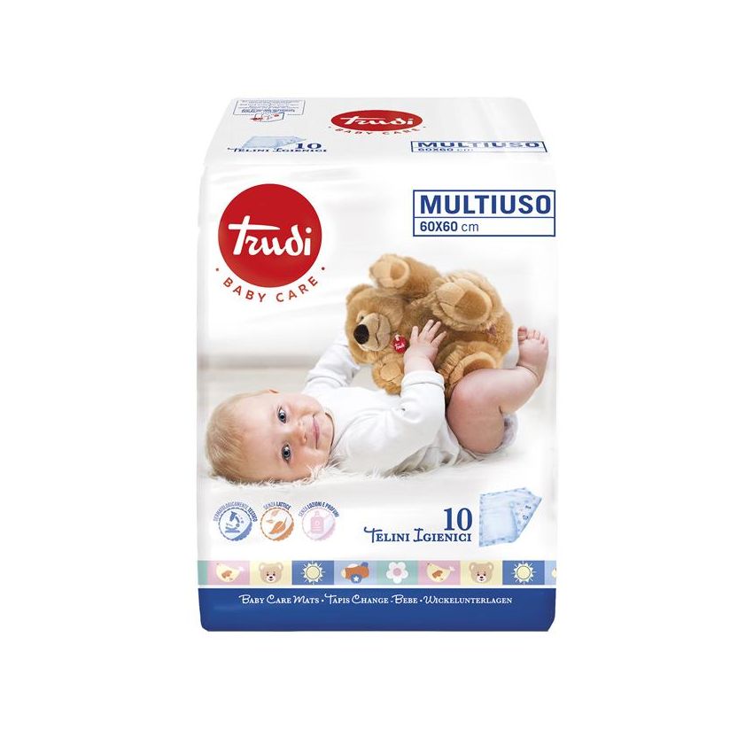 Trudi Baby Care - Pannolini Multiuso 60x60cm, Confezione da 10 Pezzi