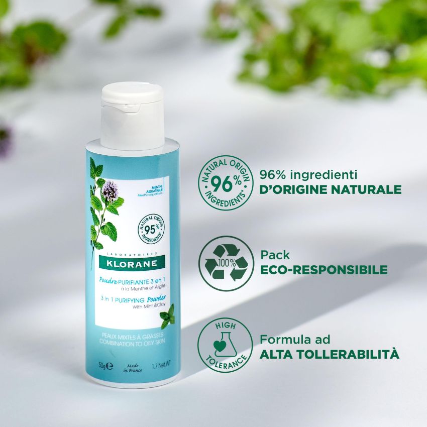 Klorane Polvere Purificante Bio con Menta Acquatica - 50g