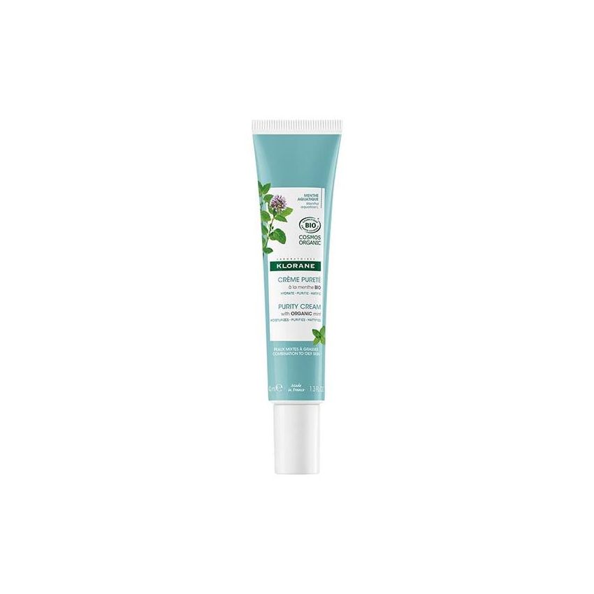 Klorane Crema Bio-Purificante per il Viso con Menta Acquatica, 40ml