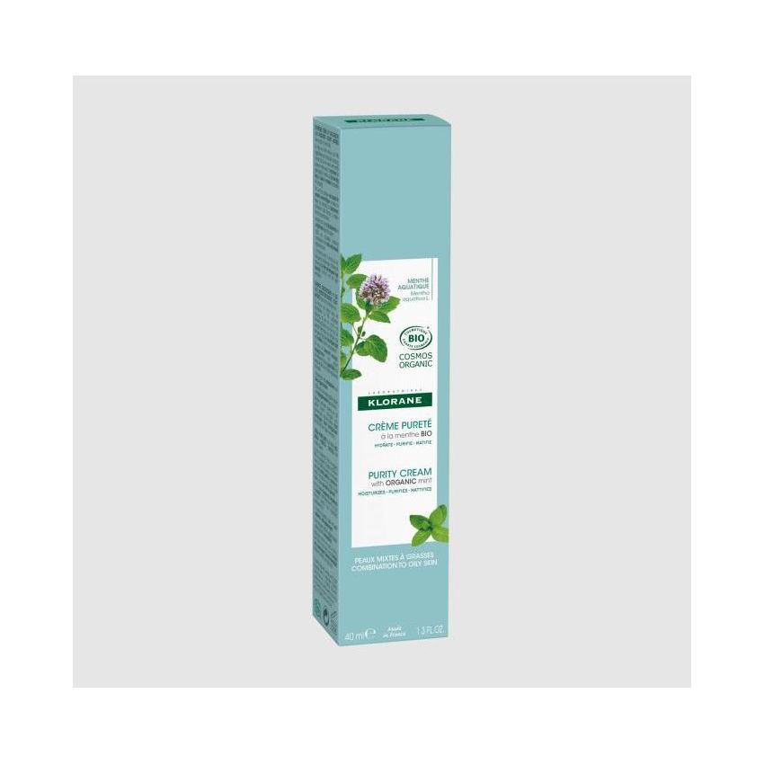 Klorane Crema Bio-Purificante per il Viso con Menta Acquatica, 40ml