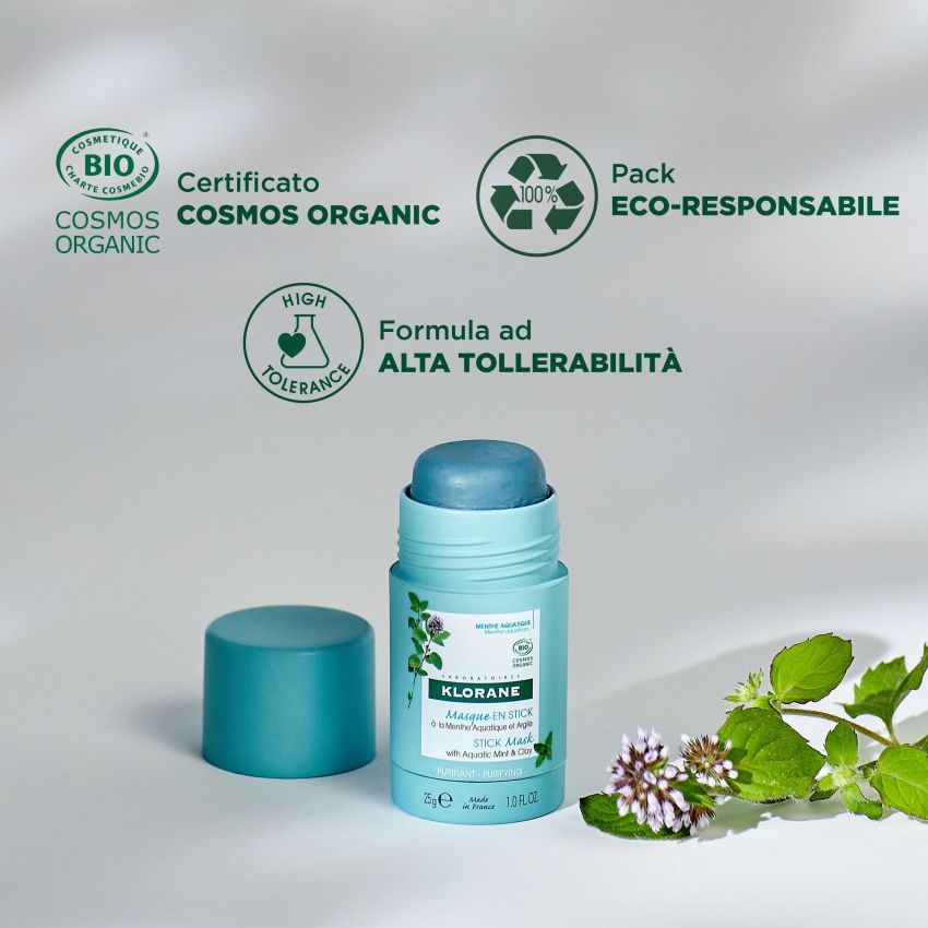Klorane Bio Maschera Stick Purificante con Menta Acquatica - 25g