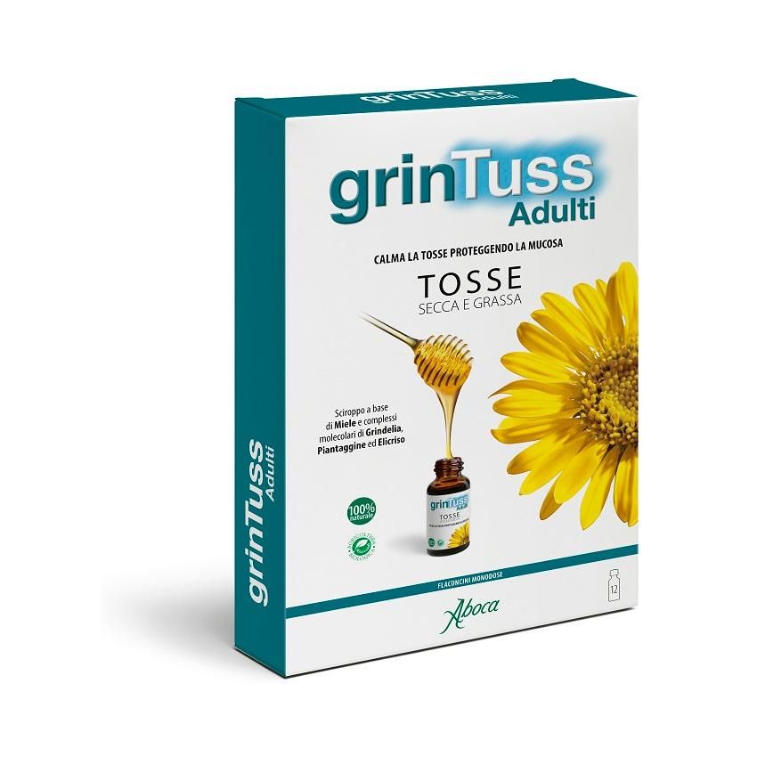 Aboca Grintuss Sciroppo per Adulti, 12 Flaconcini da 13,6g